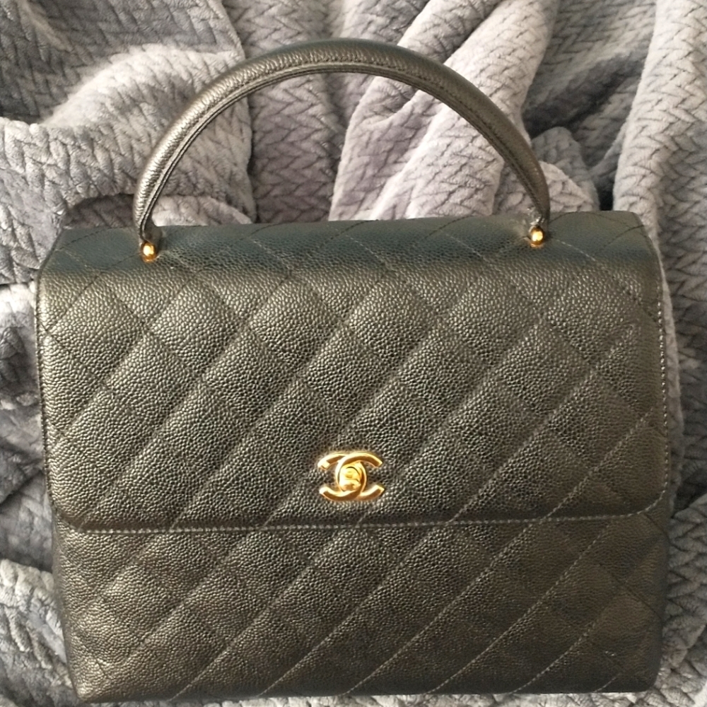 Chanel Gold Vintage Caviar Kelly Large Bag